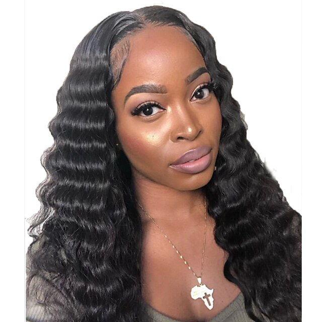 Human Hair Lace Front Wig Free Part style Brazilian Hair Wavy Black Wig 130% Density with Baby Hair Natural Hairline For Black Women 100% Virgin 100% Hand Tied Women's Long Human Hair Lace Wig