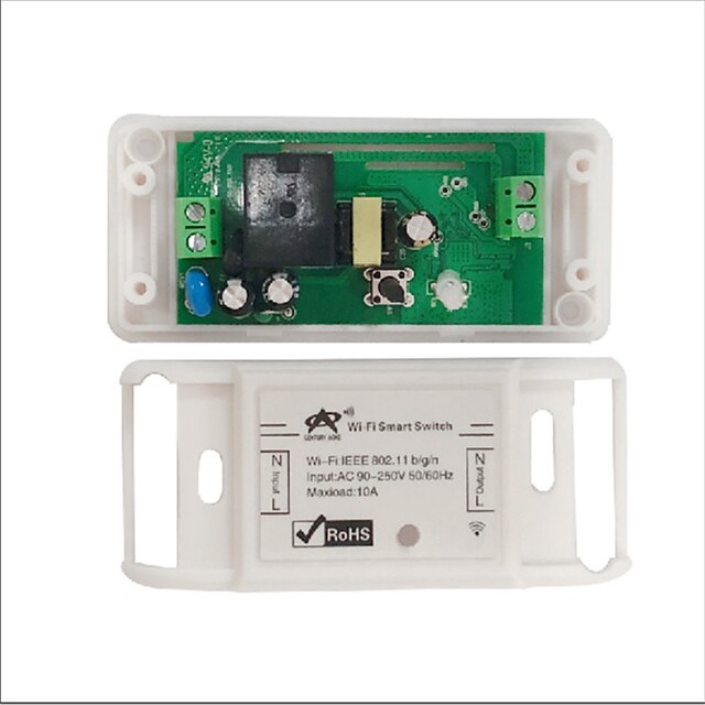 wifi switch / ac220v 1ch 10a relé mottaker / led / lampe / strøm kontroll / mobil app kontrollbryter