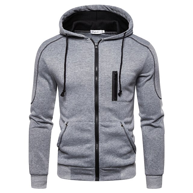 Mens Clothing Mens Hoodies & Sweatshirts | Mens Hoodie Zip Up Hoodie Solid Colored Color Block Hooded Daily Basic Casual Hoodies