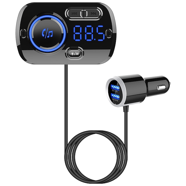  FM-sändare Bluetooth-set för bilen Bilhandsfree Blåtand QC 3,0 Mp3 FM-sändare FM-radio Bilar