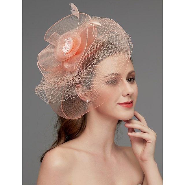  filet bibis kentucky derby chapeau / coiffure / casque avec plume / fleur / garniture 1 pc mariage / occasion spéciale / casque de jour pour dames