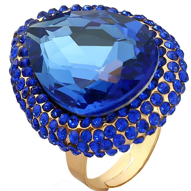  Γυναικεία Ρυθμιζόμενο δαχτυλίδι 1pc Σκούρο μπλε Πέτρα & κρύσταλλο Κράμα Οβάλ Πολυτέλεια Πάρτι Κλαμπ Κοσμήματα
