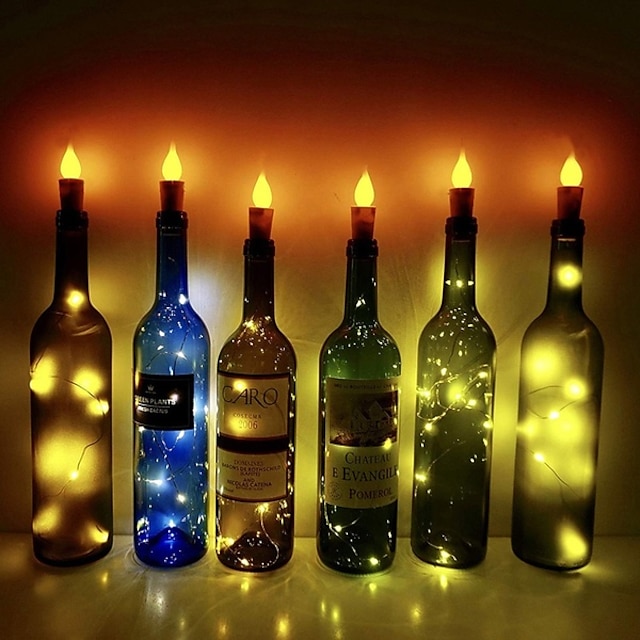  Flame Candle LED Cork Lights Wine Bottle DIY 6pcs Firefly Craft Bottle Lights for Wedding Festival Party Holidays Christmas Decoration