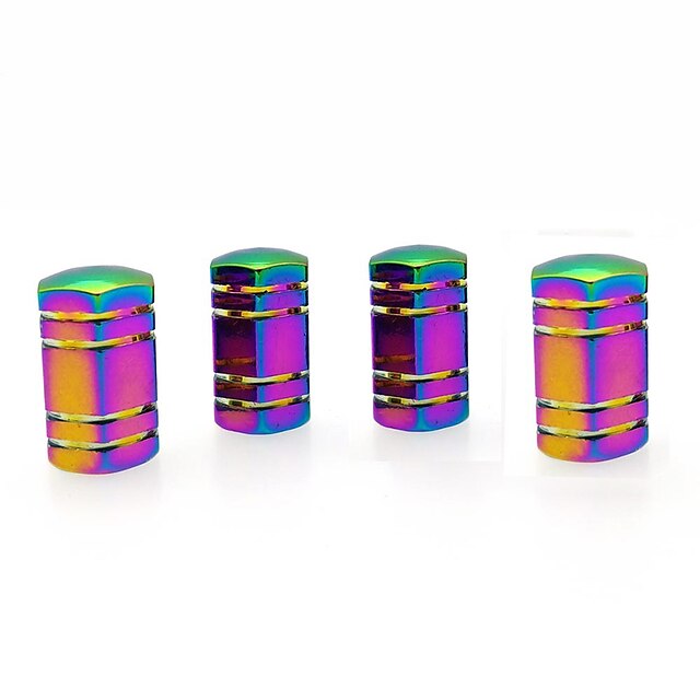  4 Pcs Colorful Hexagonal Car Tire Valve Stem Cap Cover Auto Accessories