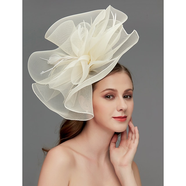  Nät Fascinatorer  Huvudbonad  Huvudprydnad med Fjäder  Blomma  Trim 1 PC Bröllop  Speciellt Tillfälle  Te-Parti Huvudprydnad Klä dig för att imponera Fascinators Race Day Klänning