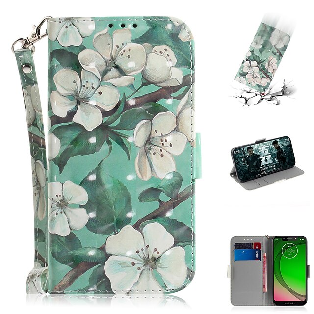  Case For Motorola Moto G7 / Moto G7 Plus / Moto G7 Play Wallet / Card Holder / with Stand Full Body Cases Flower PU Leather