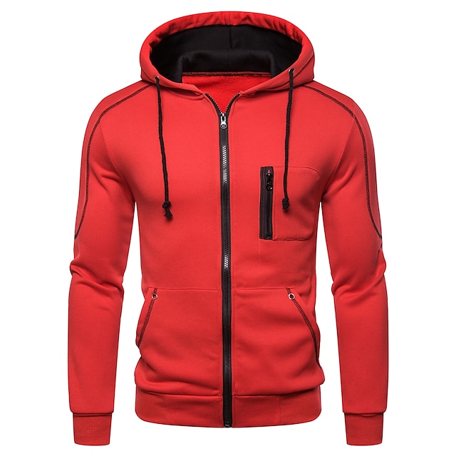 Mens Clothing Mens Hoodies & Sweatshirts | Mens Hoodie Zip Up Hoodie Solid Colored Color Block Hooded Daily Basic Casual Hoodies