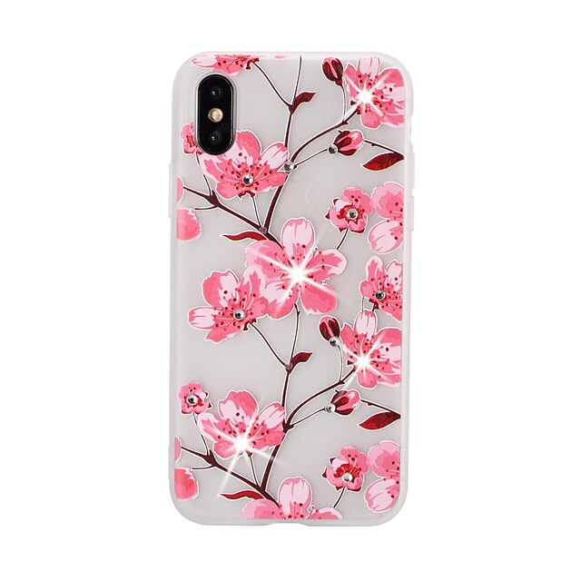  tok Για Apple iPhone XS / iPhone XR / iPhone XS Max Στρας / Ανάγλυφη / Με σχέδια Πίσω Κάλυμμα Λουλούδι TPU