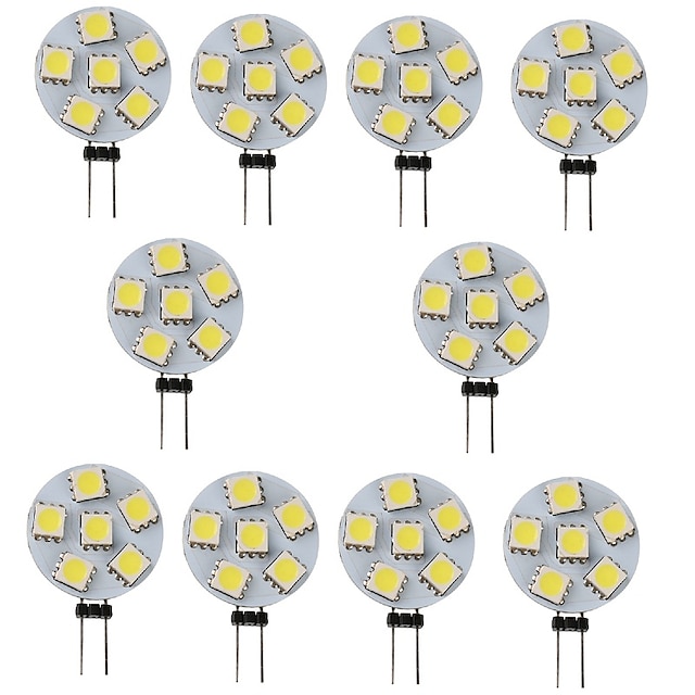  10stk 1 W LED bi-pin lys 120 lm G4 6 LED perler SMD 5050 hvid varm gul