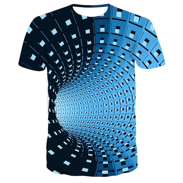  Men's T shirt Tee Shirt Graphic Optical Illusion Round Neck Casual Daily Short Sleeve Tops Streetwear Punk & Gothic Black Blue Purple / Summer