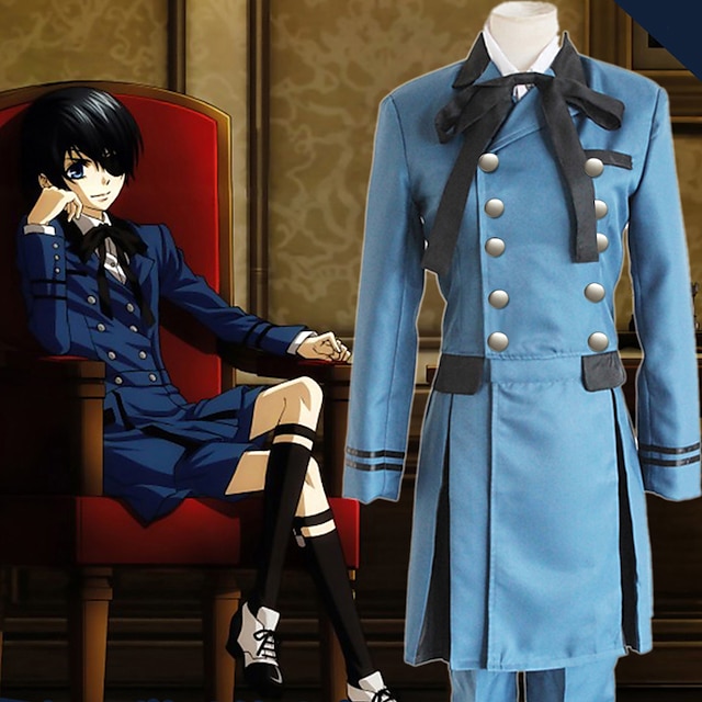  Inspired by Black Butler Ciel Phantomhive Anime Cosplay Costumes Japanese Cosplay Suits Solid Colored Long Sleeve Cravat Shirt Top For Men's Women's / Shorts / Bow