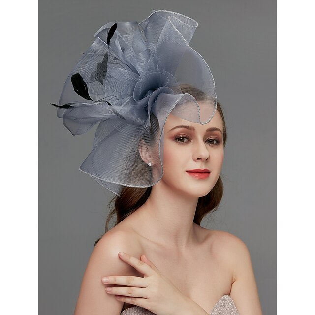  Fascinators de Rede  Headpiece  Tiara com Pena  Flor  Aplique 1 PC Casamento  Ocasião Especial  Headpiece de Chá Vestido para Impressionar Fascinators Dia de Corrida