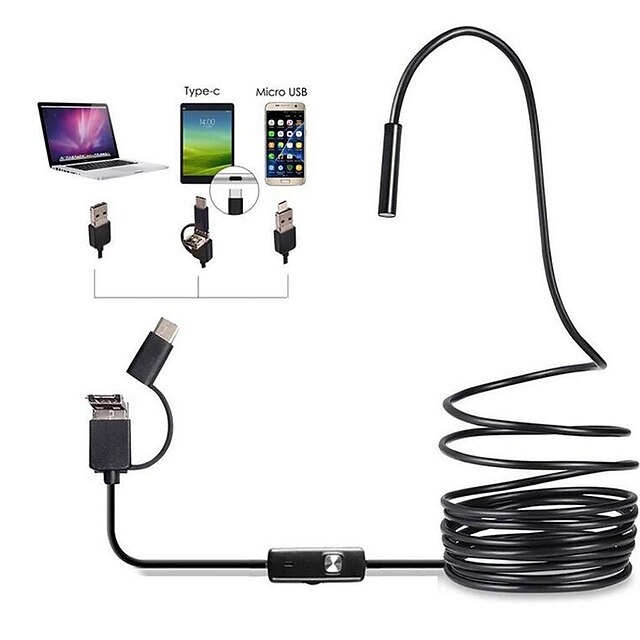  Industrial mobile phone endoscope camera 7mm soft cable 2 meters lens support Android computer Type-c / USB interface