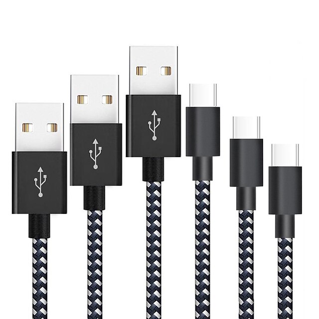  кабель типа C 1,0 м (3 фута), оплетка / быстрая зарядка, нейлоновый USB-кабель-адаптер для Samsung / Huawei / Lenovo