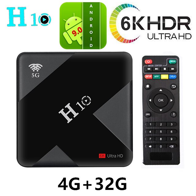 Statistical encounter Get acquainted H10 Smart TV Box Android 9.0 4GB RAM 32GB ROM 2.4G 5G Wifi Set Top Box  Allwinner H6 Quad Core H.265 6K HDR Media Player 7576580 2022 – $70.70