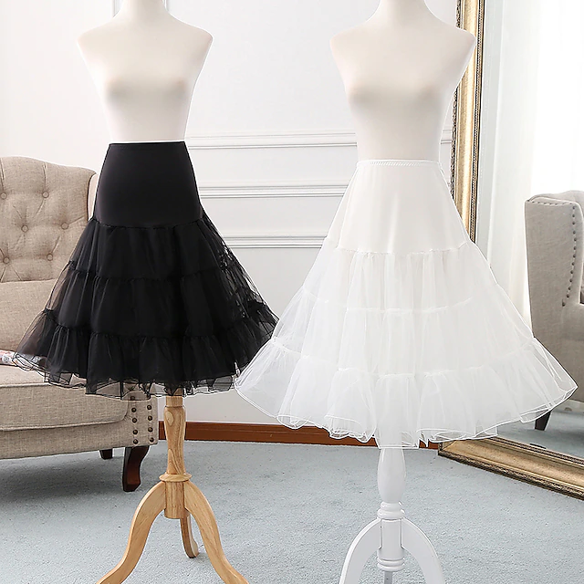 Petticoat Retro Vintage Classic Lolita 1950s Petticoat Hoop Skirt Tutu Under Skirt Ballet Dancer Solid Colored A-Line Fancy Dress Women's Girls' Carnival Masquerade Tea Party Bachelorette Party 16