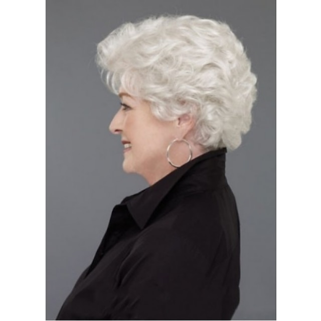  pelucas grises para mujer peluca sintética ondulado corte de pelo en capas mate peluca de despedida profunda pelo sintético corto blanco cremoso pelucas blancas clásicas simples para mujer