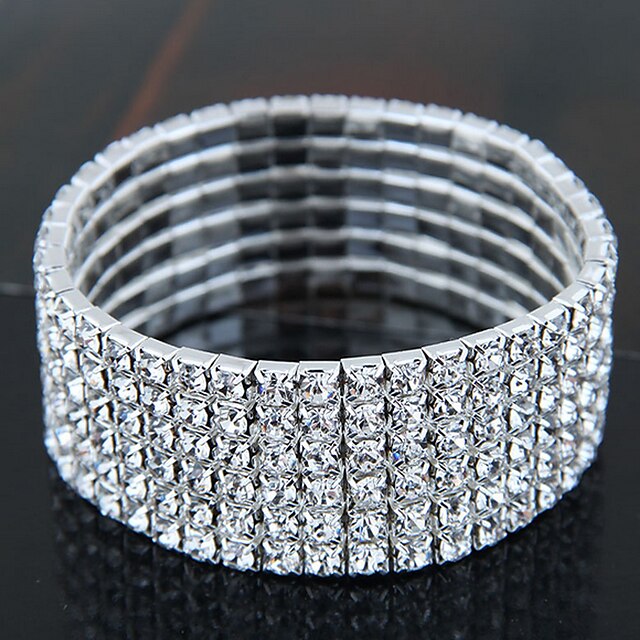  Women's Crystal Bracelet Classic Imagine Stylish Luxury Rhinestone Bracelet Jewelry Silver For Daily Festival