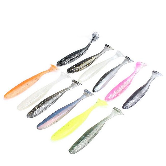  4 pcs Cebos Señuelos blandos / Vinilos Shad 3D Que se hunde Bass Trucha Lucio Pesca de Mar Pesca de baitcasting Pesca de Cebo Plástico blando / Pesca en Bote / Pesca al curricán