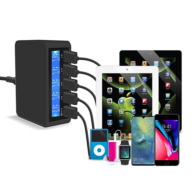  50 w carga rápida 3.0 5 port usb adaptador de carregador de telefone móvel carregador rápido para iphone samsung xiaomi tablet carregador estação plugue