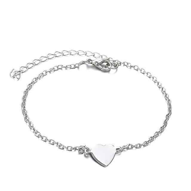  Anklet feet jewelry Dainty Ladies Simple Women's Body Jewelry For Wedding Daily Alloy Heart Love Golden Silver