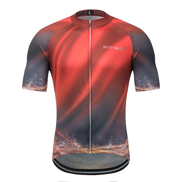  MUBODO Men's Short Sleeve Cycling Jersey Terylene Black / Red Bike Jersey Top Mountain Bike MTB Road Bike Cycling Breathable Quick Dry Sports Clothing Apparel / Micro-elastic