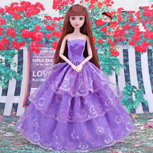  Doll Dress For Barbiedoll Solid Color Satin / Tulle Lace Satin Dress For Girl's Doll Toy