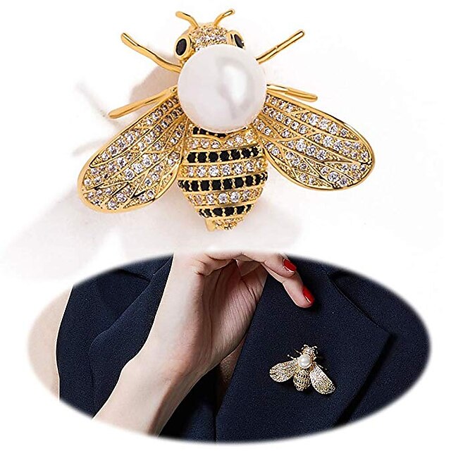  Women's Brooches Tropical Bee Luxury Elegant Colorful Pearl Gold Plated Imitation Diamond Brooch Jewelry Gold Silver For Wedding Engagement Gift Work Promise