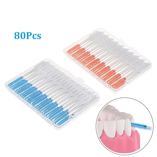  80st tand tandtråd interdentalborste tänder stickar mjuk silikon oral rengöring