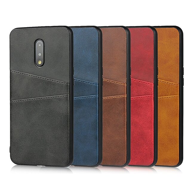 

Case For OnePlus OnePlus 6 / OnePlus 6T / Oneplus 5T Card Holder / Shockproof Back Cover Solid Colored Genuine Leather / TPU Case For One Plus 7 / One Plus 7 Pro