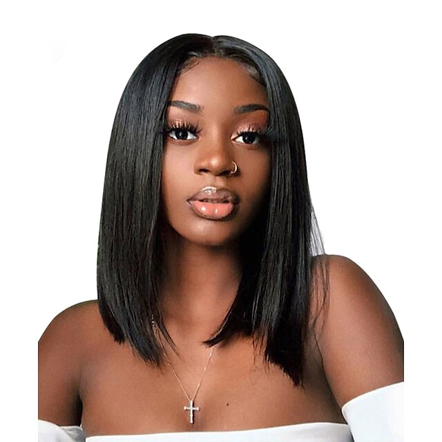 Beauty & Hair Wigs & Hair Pieces | Human Hair 4x13 Closure Wig Bob Short Bob Free Part style Brazilian Hair Natural Straight Nat