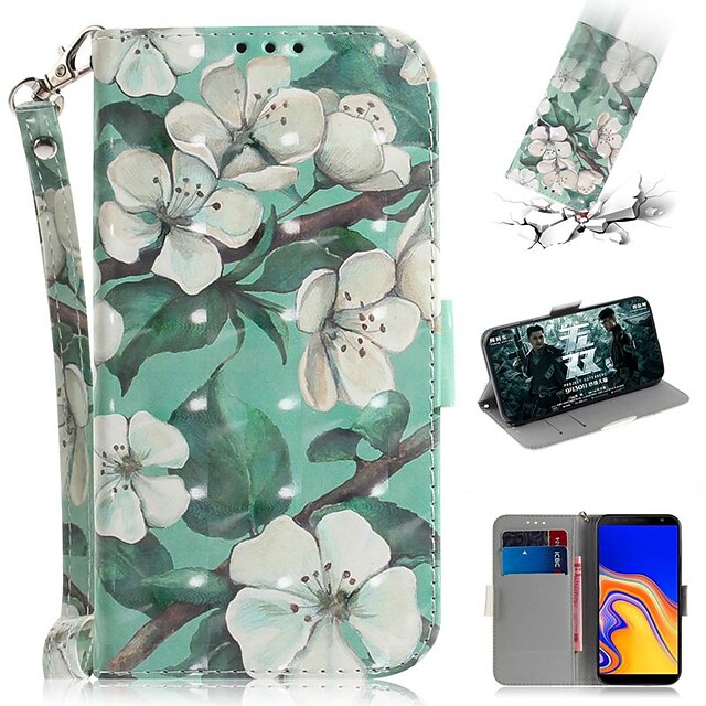  Case For Samsung Galaxy M10(2019) /M20(2019) /M30(2019)  / Wallet / Card Holder / Shockproof Full Body Cases Flower PU Leather for  Galaxy J4 Plus(2018) / J6 Plus(2018) / J3(2018) / J8(2018)