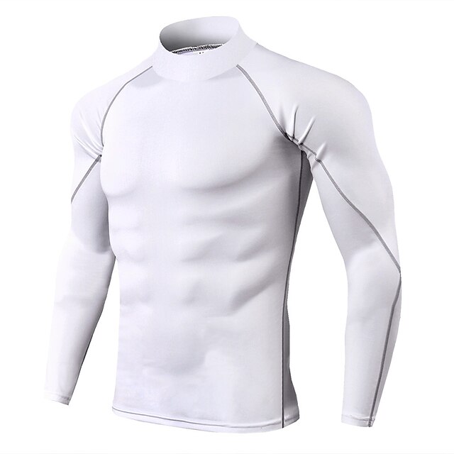 Sports & Outdoors Running, Jogging & Walking | Mens Long Sleeve High Neck Compression Shirt Running Shirt Running Base Layer Str