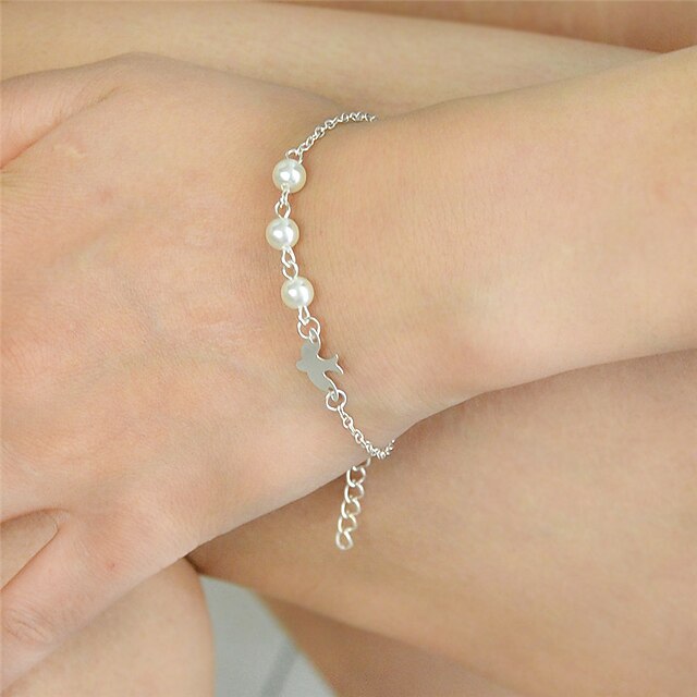  Women's Chain Bracelet Single Strand Bird European Fashion Imitation Pearl Bracelet Jewelry Silver For Daily Work Festival