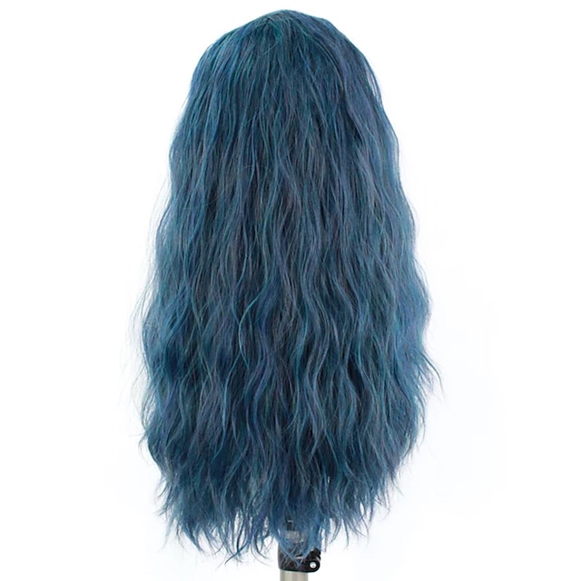 Beauty & Hair Wigs & Hair Pieces | Synthetic Lace Front Wig Wavy Side Part Lace Front Wig Long Blue Synthetic Hair 18-26 inch Wo