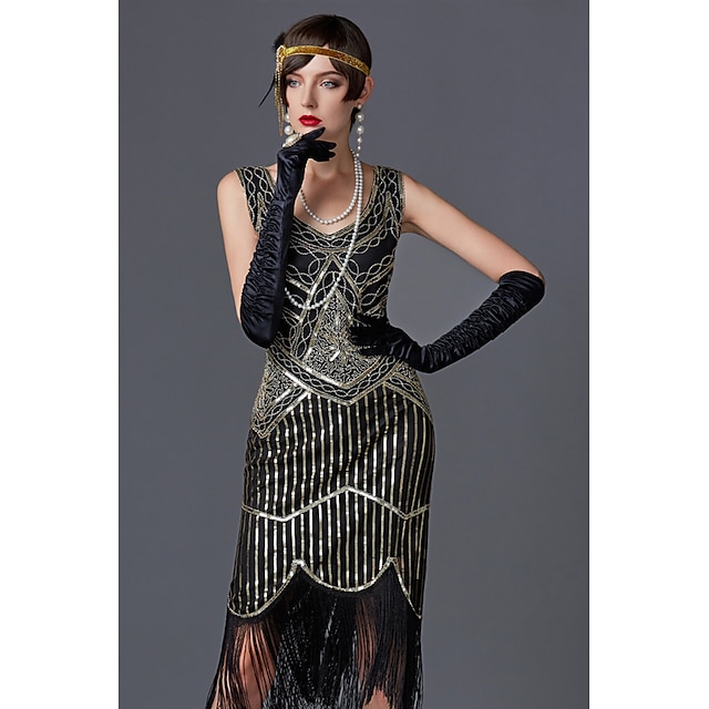 US3 NEW 20s Dress Great Gatsby  Flapper Party Sequin Tassel Vintage Costume 
