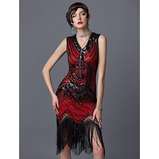 RED & BLACK 1920'S FLAPPER/ CHARLESTON HEAD DRESS 