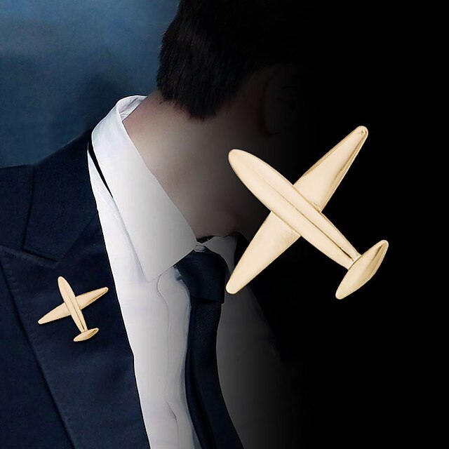  Men's Brooches Classic Airplane Classic Basic Punk Rock Fashion Rhinestone Brooch Jewelry Gold Silver For Wedding Party Daily Work Club