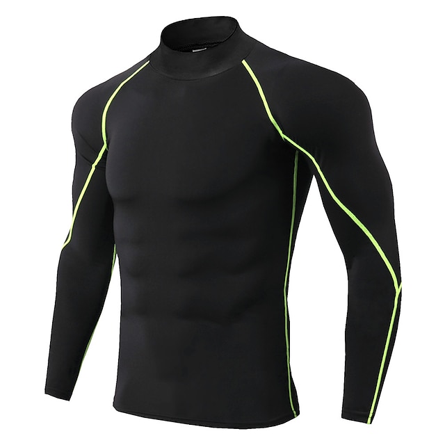 Sports & Outdoors Running, Jogging & Walking | Mens Long Sleeve High Neck Compression Shirt Running Shirt Running Base Layer Str