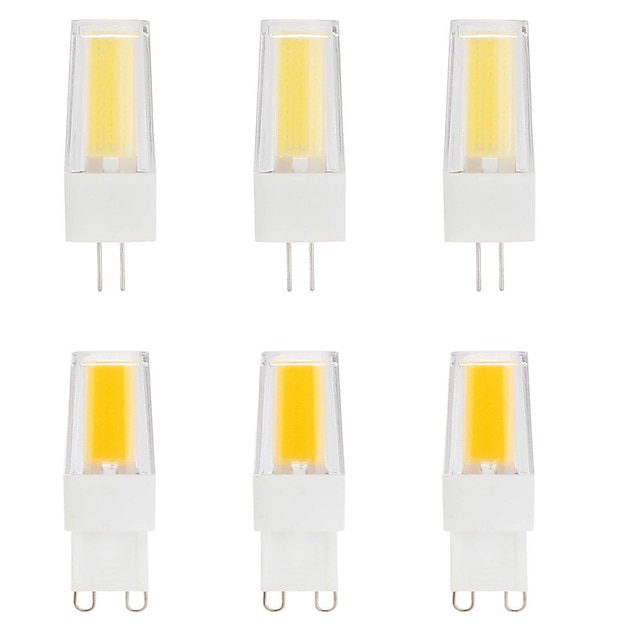  6pcs 5 W LED-lamper med G-sokkel 500 lm G9 G4 T 1 LED perler COB Mulighet for demping Nytt Design Varm hvit Hvit 220-240 V