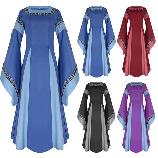  Cosplay Outlander Medieval Renaissance Vacation Dress Dress Party Costume Costume Women's Costume Black / Purple / Red Vintage Cosplay Long Sleeve