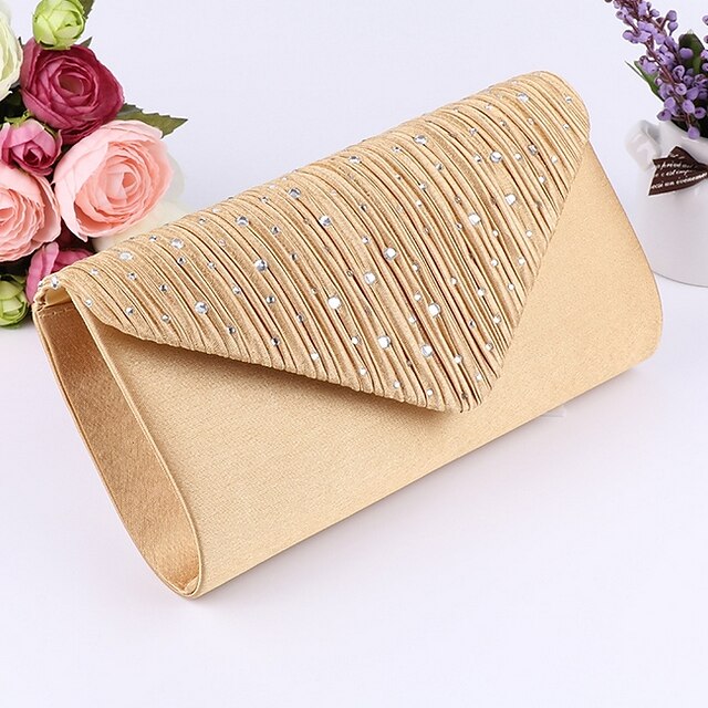  Dames Kristaldetails Polyesteri Clutch Effen Kleur Zwart / amenel / Goud