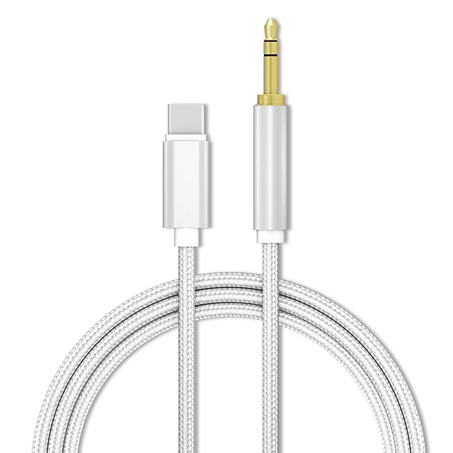  Type-C to Audio  Adapter 1.0m(3Ft) Braided Zinc Alloy / Canvas USB Cable Adapter For Macbook / iPad / Samsung