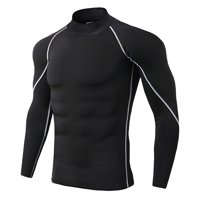 Sports & Outdoors Running, Jogging & Walking | Mens Long Sleeve High Neck Compression Shirt Running Shirt Running Base Layer Str