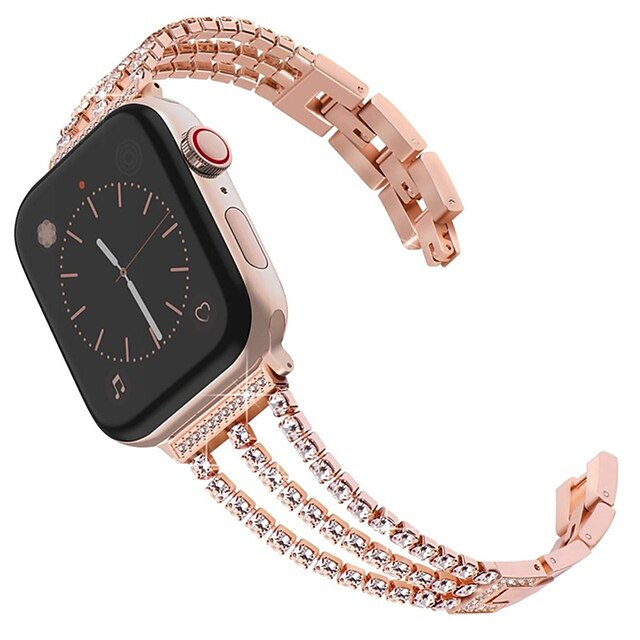 1 pcs Slimme horlogeband voor Apple iWatch Series 7 / SE / 6/5/4/3/2/1  Metalband sieraden armband Roestvrij staal Diamant Luxe armband Vervanging  Polsband 38/40/41 mm 42/44/45 mm 7632442 2022 – $14.29