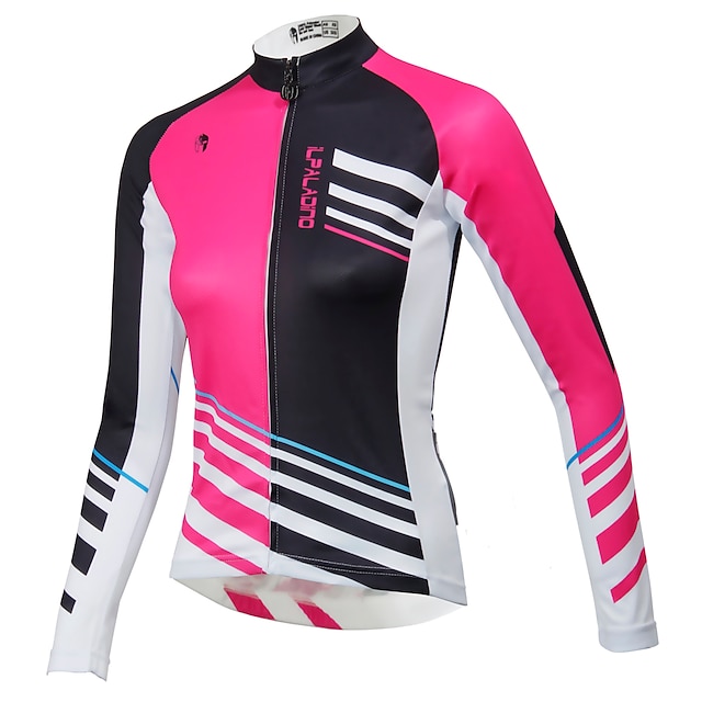  ILPALADINO Women's Cycling Jersey Long Sleeve Winter Plus Size Bike Top with 3 Rear Pockets Mountain Bike MTB Road Bike Cycling 3D Pad Breathable Anatomic Design Wearable Yellow Pink Red Sports