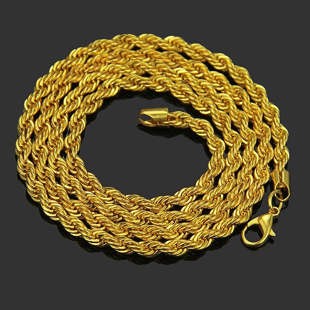  Men's Chain Necklace Beaded Necklace Braided Unique Design Fashion Gold Plated Chrome Gold 76 cm Necklace Jewelry 1pc For Daily / Chains