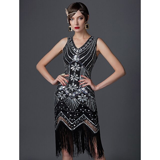 Robe Soirée Vintage Années 1920 Gatsby - Longueur Sirène - Pour Mariage, Bal, Costume Fête - Style Rétro élégant