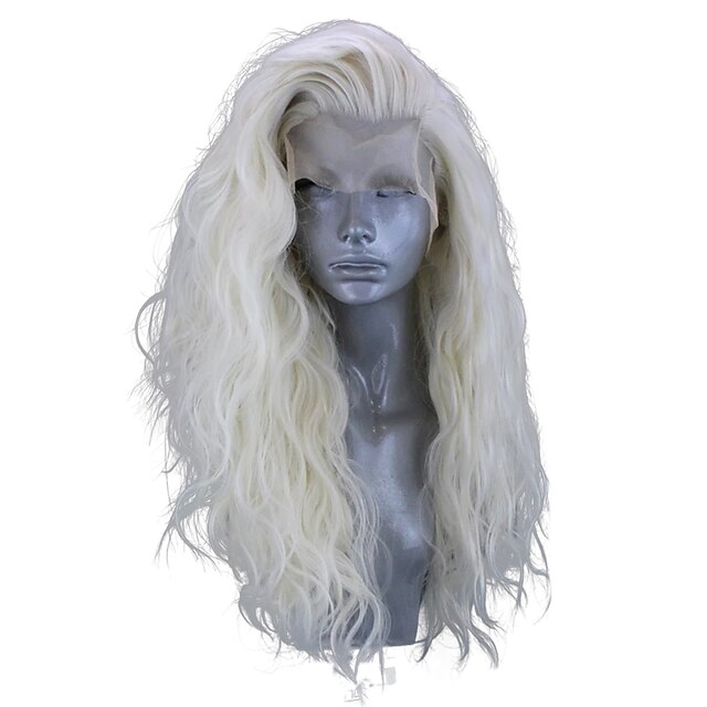 Synthetic Lace Front Wig Wavy Side Part Lace Front Wig Blonde Long ...