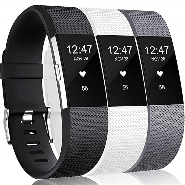 INF Sport Band For Fitbit Charge 2 – Sweat-Resistant Silicone Replacement Strap, Adjustable, Black Small 4 thumbnail image